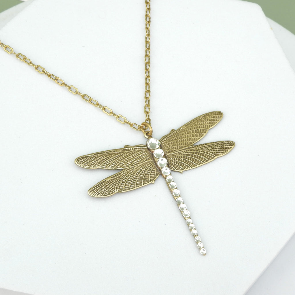 Large Dragonfly w/ Crystal Necklace