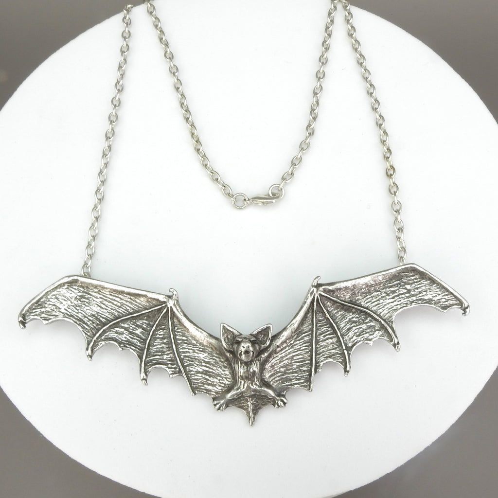 English Pewter Gothic Bat Necklace