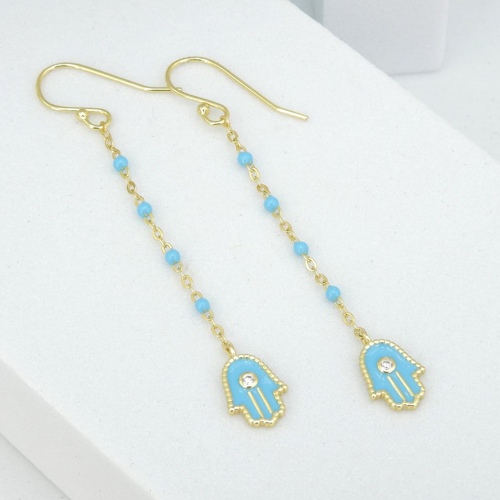 Sterling Silver Gold Vermeil Enamel Hamsa Earrings