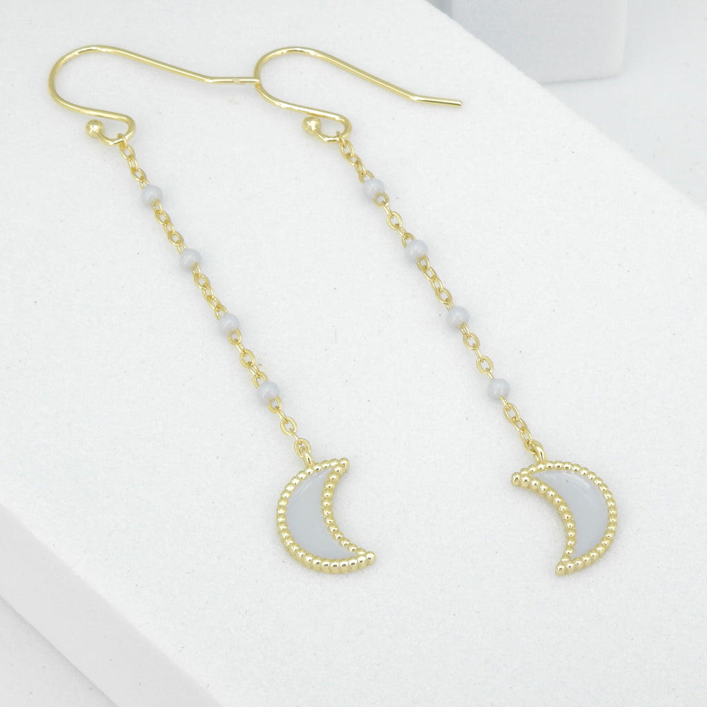 Sterling Silver Gold Vermeil Enamel Moon Earrings