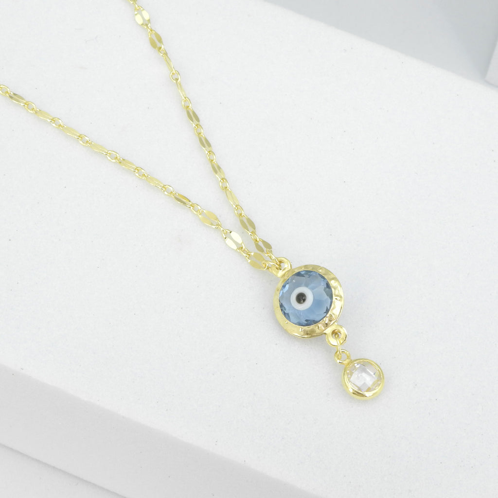 Sterling Silver Gold Vermeil Evil Eye Necklace