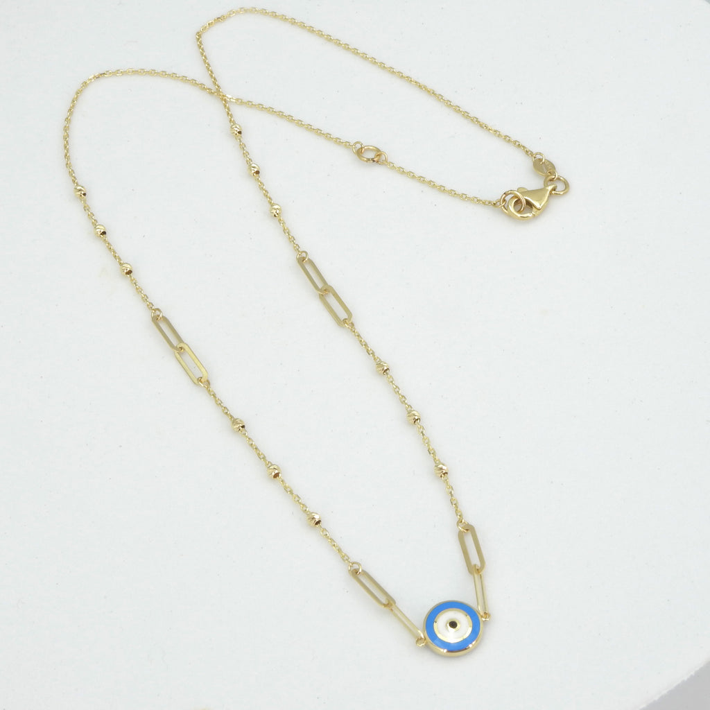 14KT Yellow Gold Evil Eye Necklace