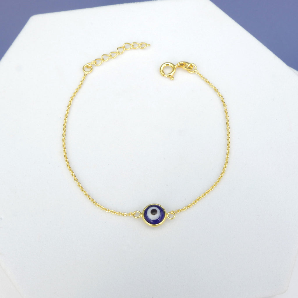 Sterling Silver Gold Vermeil Evil Eye Bracelet
