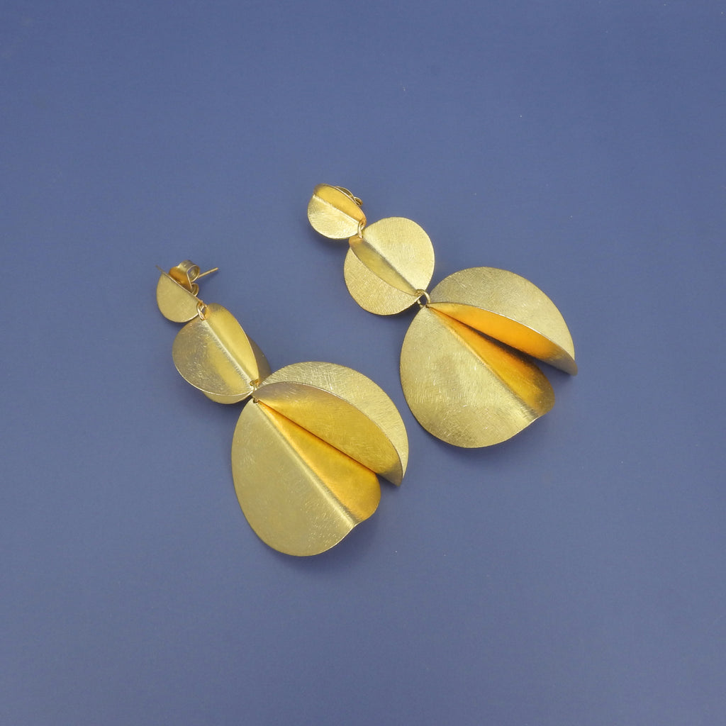 18KT Gold Plated Bent Circle Statement Earrings