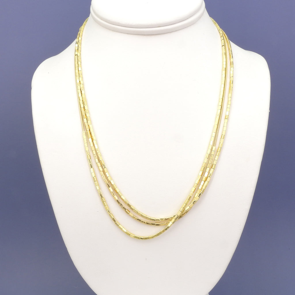 60" Long Gold Plated Beaded Necklace