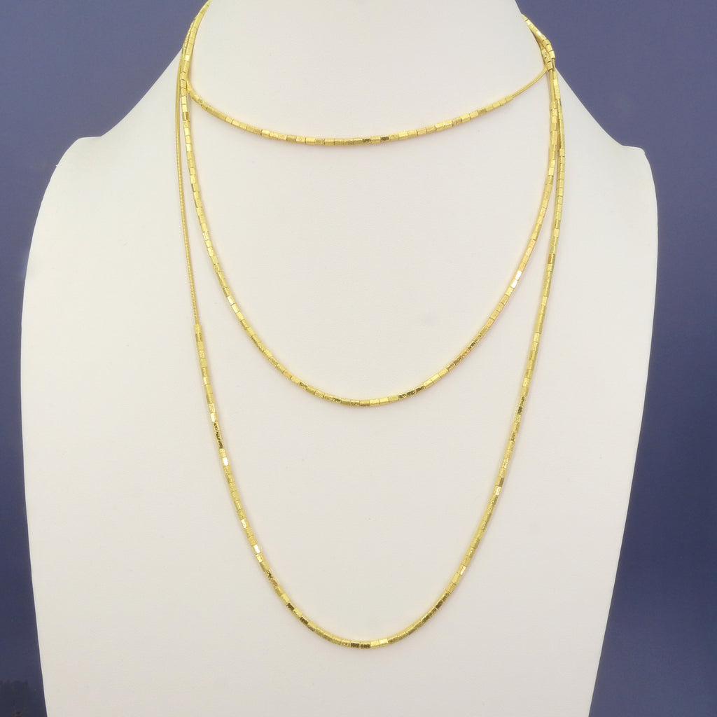 60" Long Gold Plated Beaded Necklace