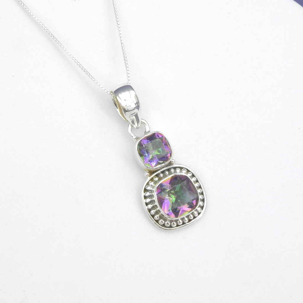 Sterling Silver Double Mystic Topaz Pendant