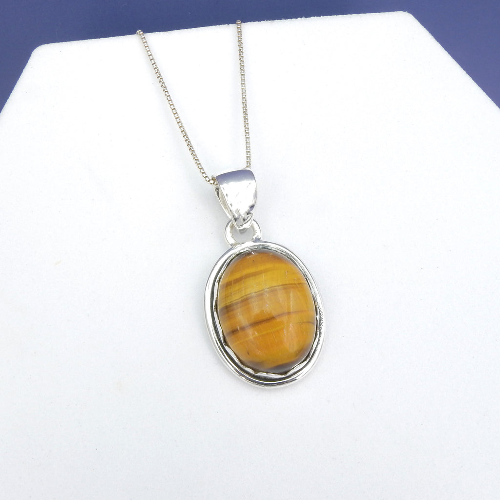 Sterling Silver Oval Tiger Eye Pendant