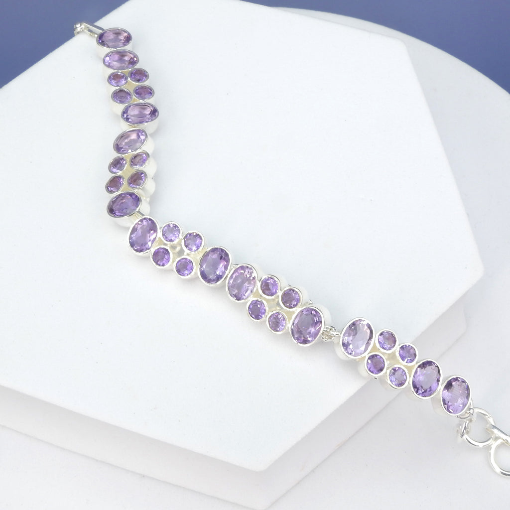 Sterling Silver Amethyst Statement Bracelet