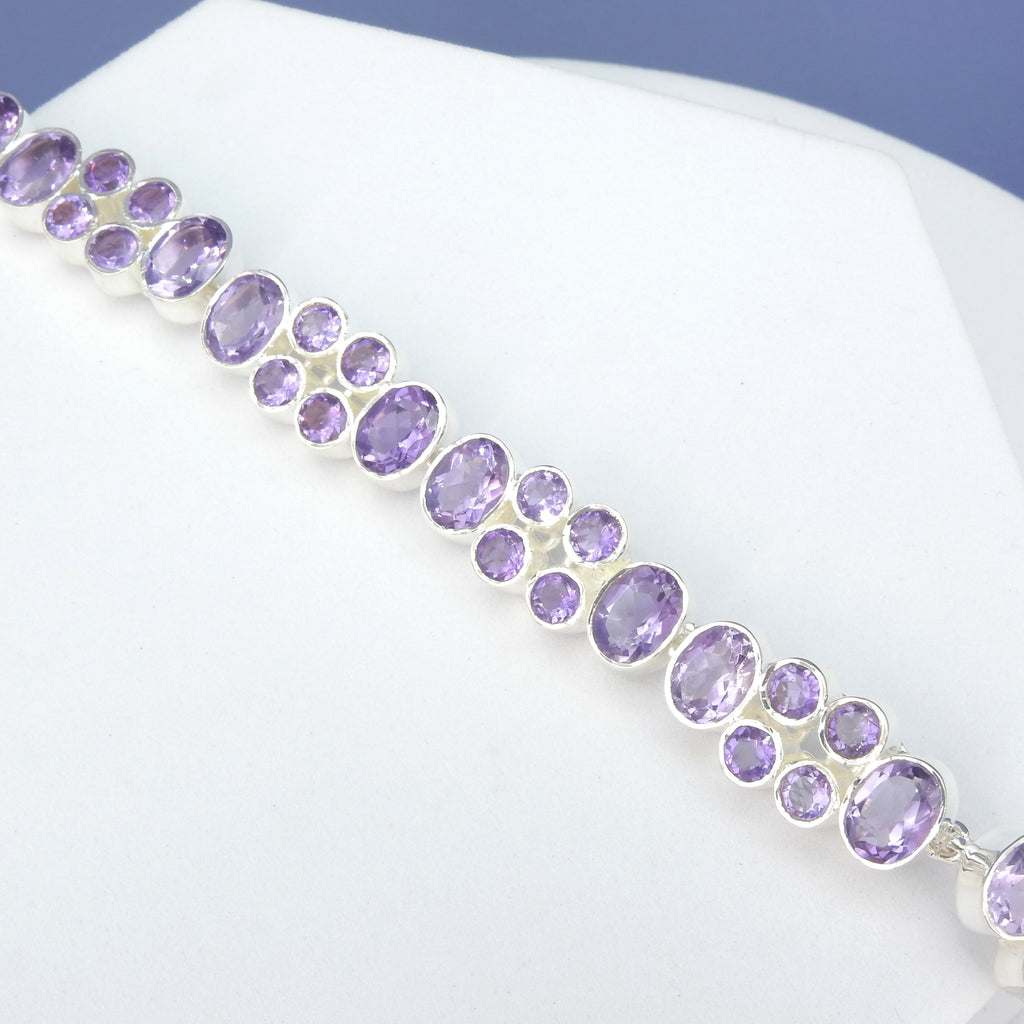 Sterling Silver Amethyst Statement Bracelet