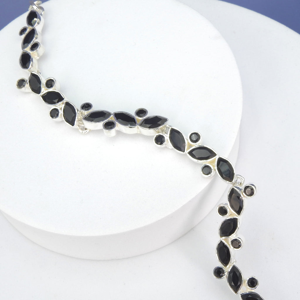 Sterling Silver Faceted Onyx Bracelet