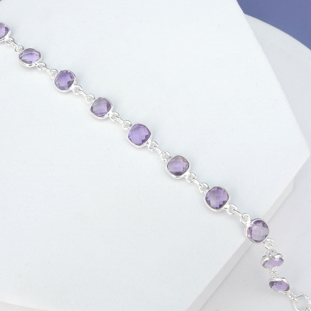 Sterling Silver Faceted Garnet Bracelet