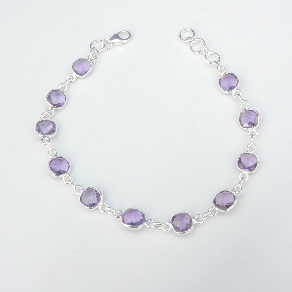 Sterling Silver Faceted Garnet Bracelet