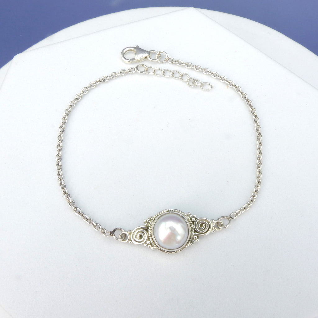 Sterling Silver Single Pearl Bracelet