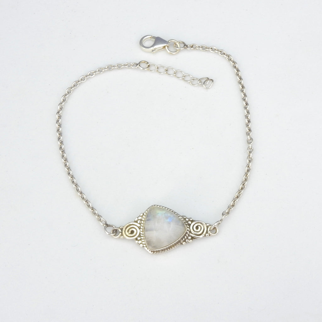 Sterling Silver Single Moonstone Bracelet