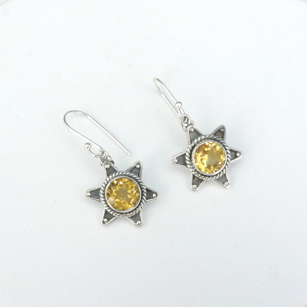 Sterling Silver Gemstone Star Earrings