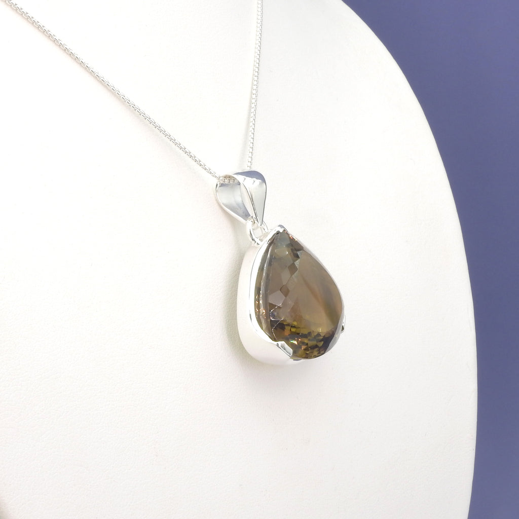 Sterling Silver Large Smokey Quartz Pendant