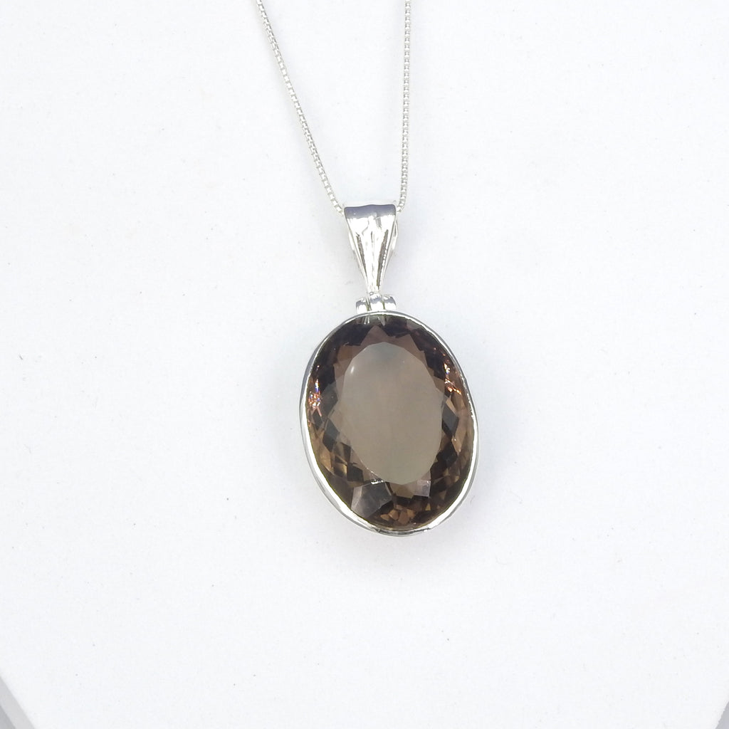 Sterling Silver Faceted Smokey Quartz Pendant