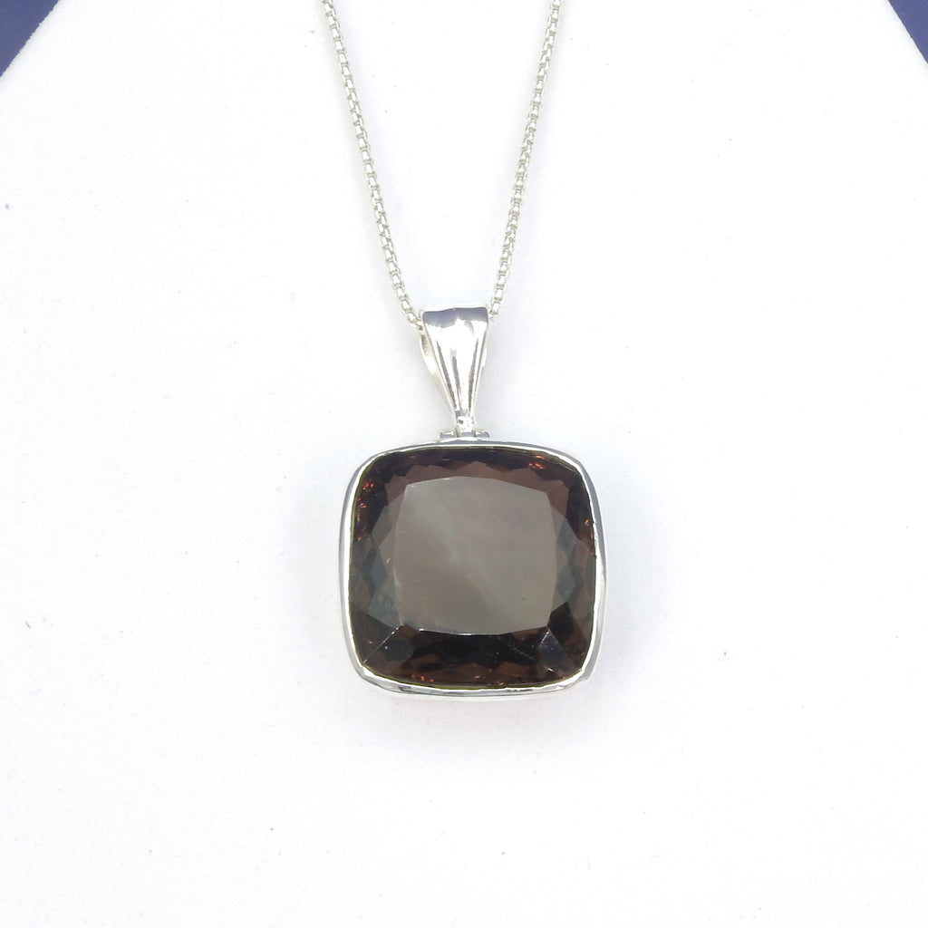 Sterling Silver Faceted Smokey Quartz Pendant