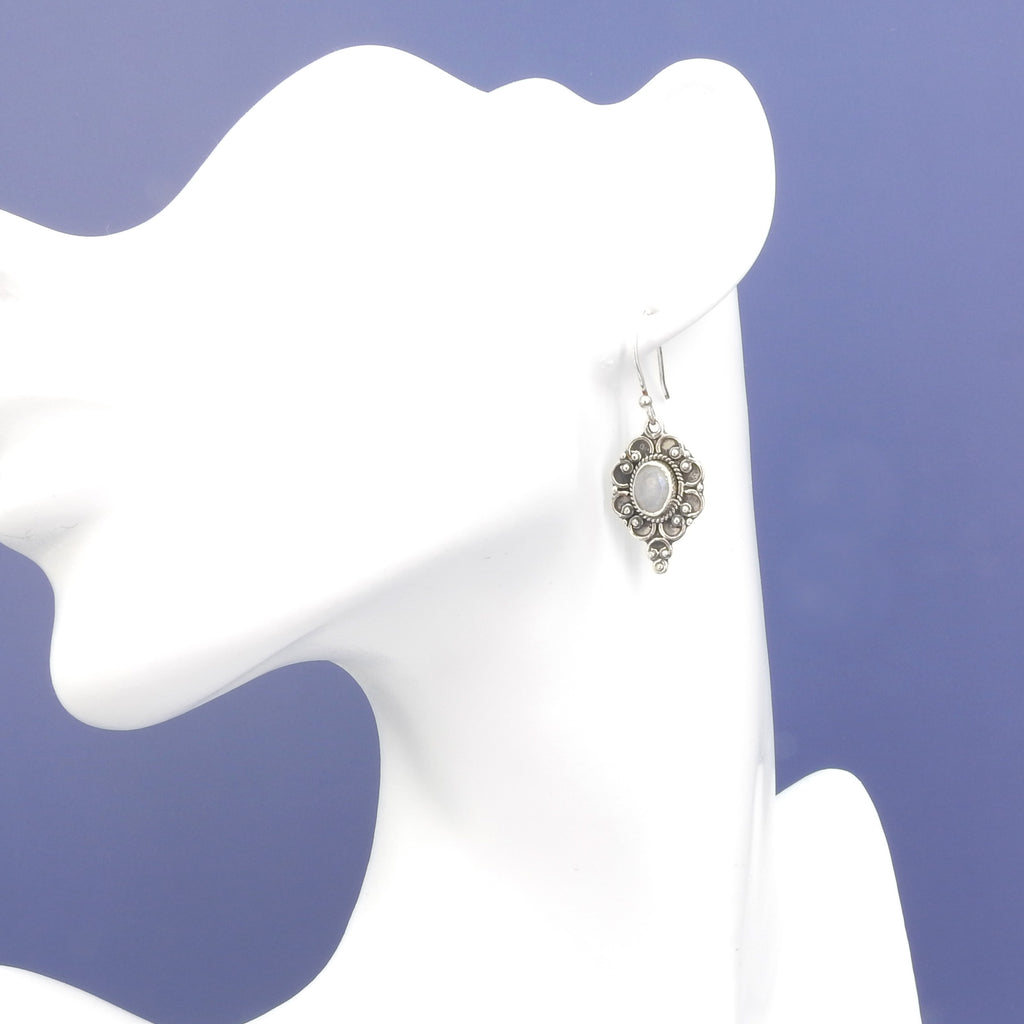 Sterling Silver Decorative Moonstone Earrings