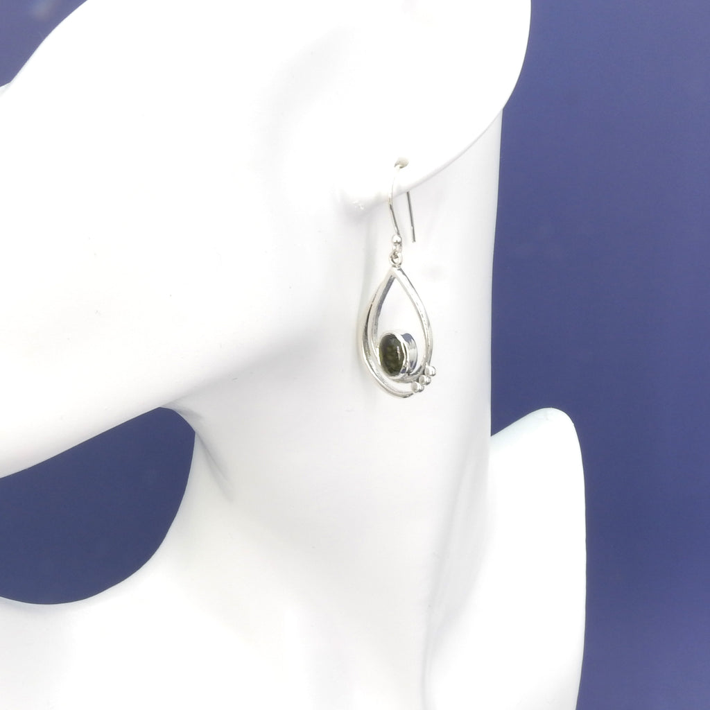 Sterling Silver Green Tourmaline Drop Earrings