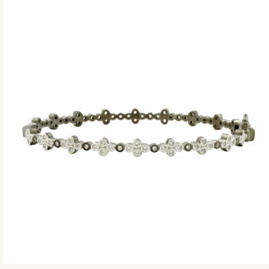 Sterling Silver Freida Rothman Clover CZ Matte Bracelet