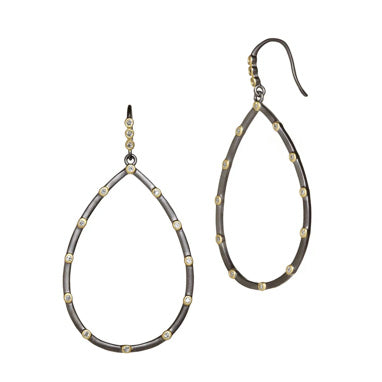 Sterling Silver Freida Rothman Matte Black Teardrop Earrings