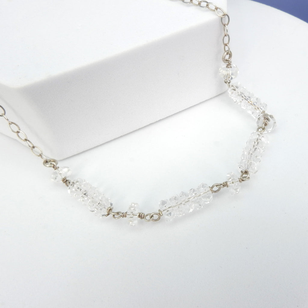 Sterling Silver Herkimer Diamond Cluster Necklace