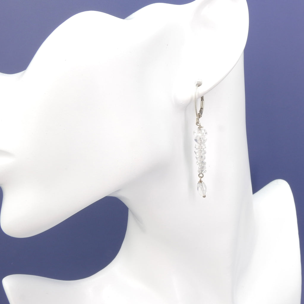 Sterling Silver Cluster Herkimer Diamond Earrings