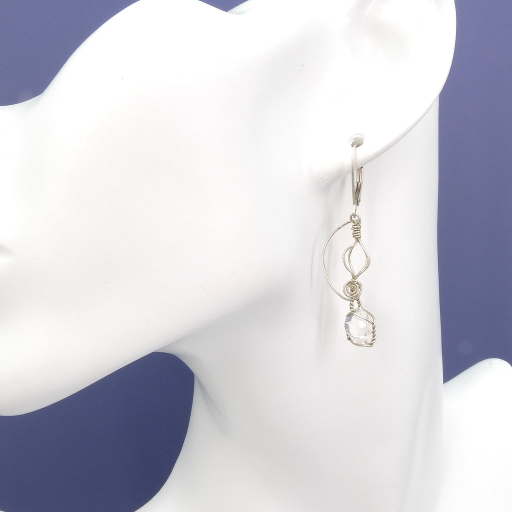Sterling Silver Herkimer Diamond Wire Earrings
