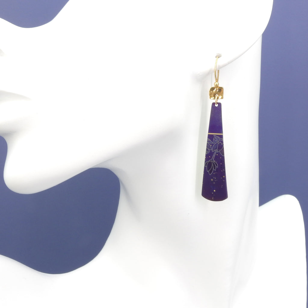 Long Etched Metal Earrings