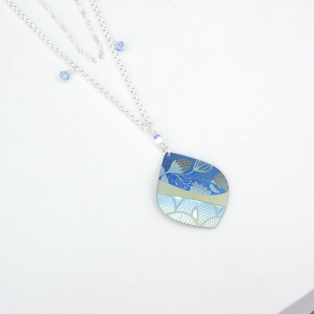 Decorative Blue Metal Double Chain Necklace