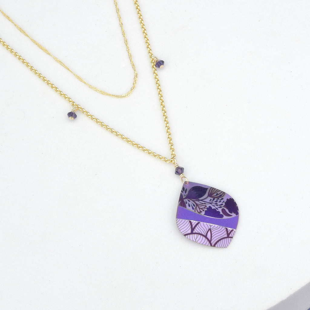 Decorative Purple Metal Double Chain Necklace