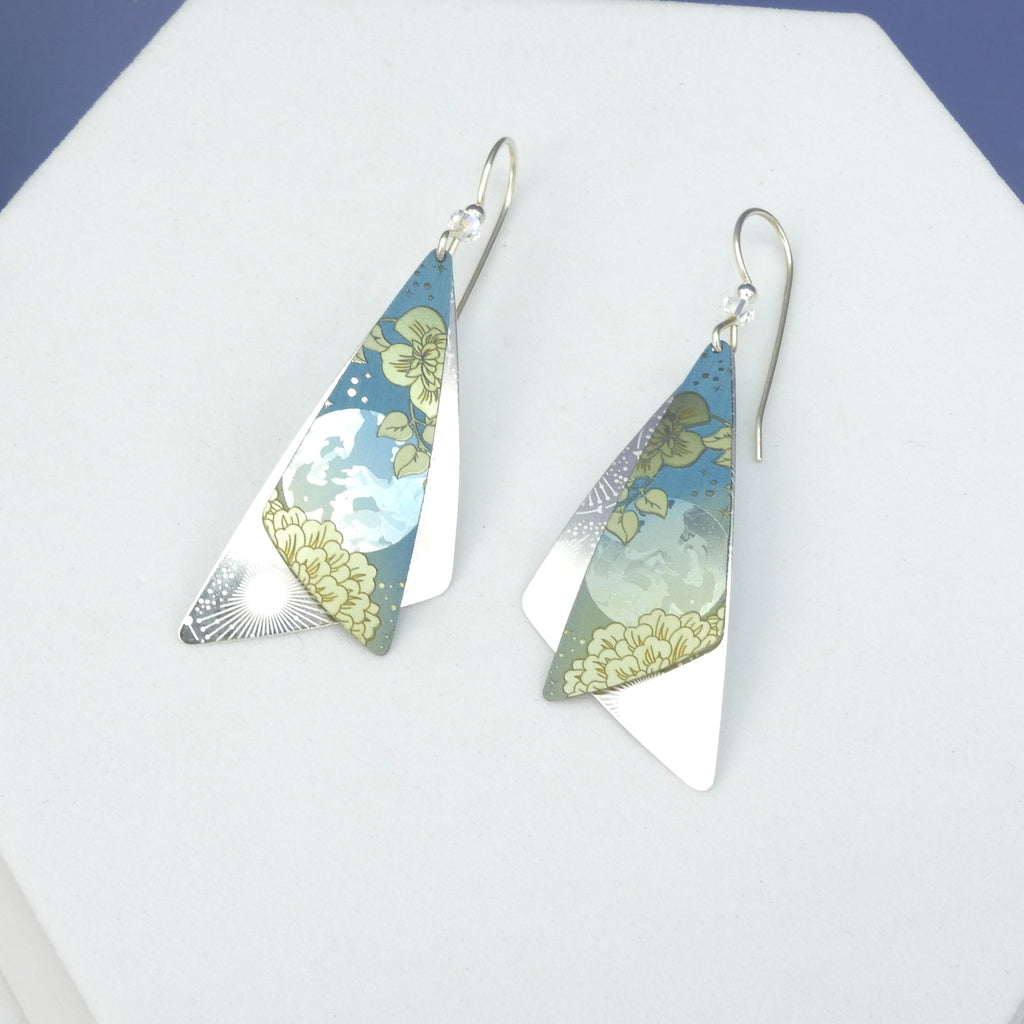 Double Dangle Metal Floral Earrings