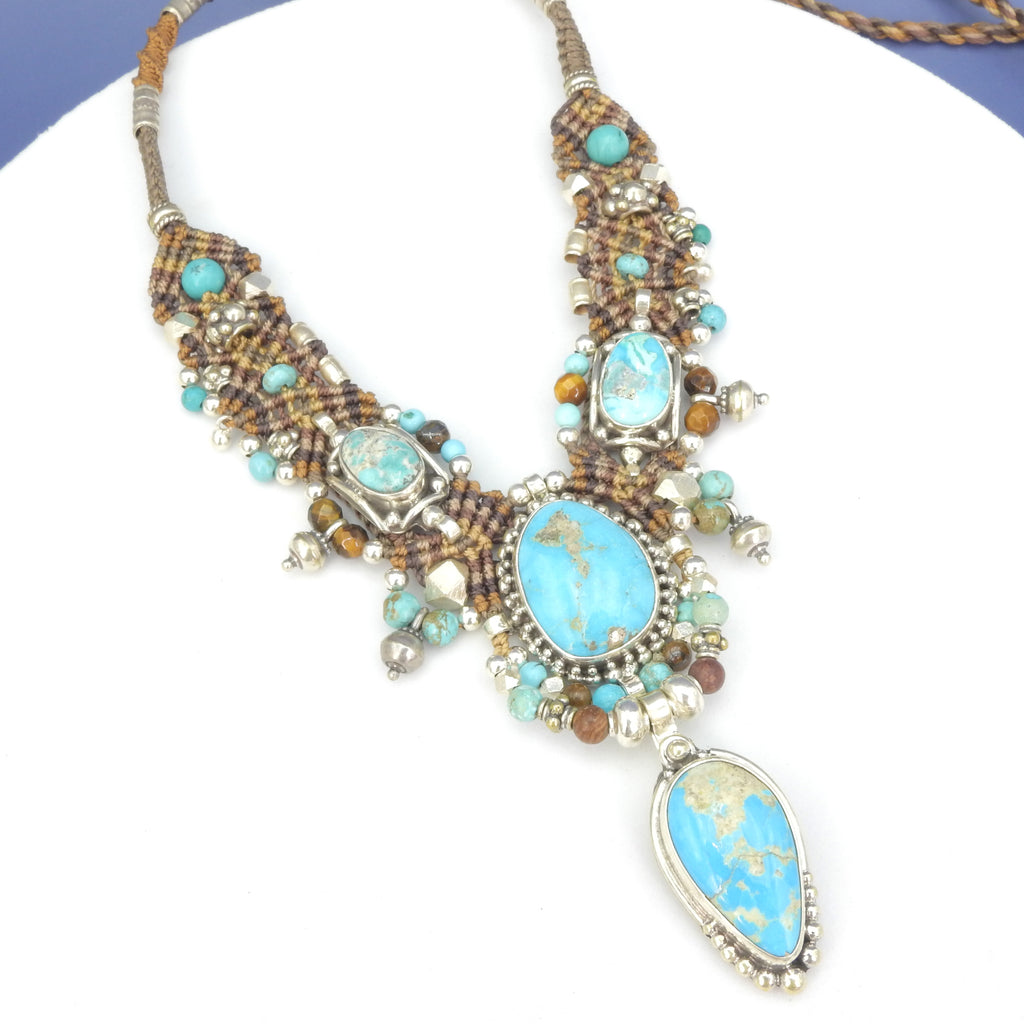 Sterling Silver Isha Elafi Nomadic Knotwork Turquoise Necklace