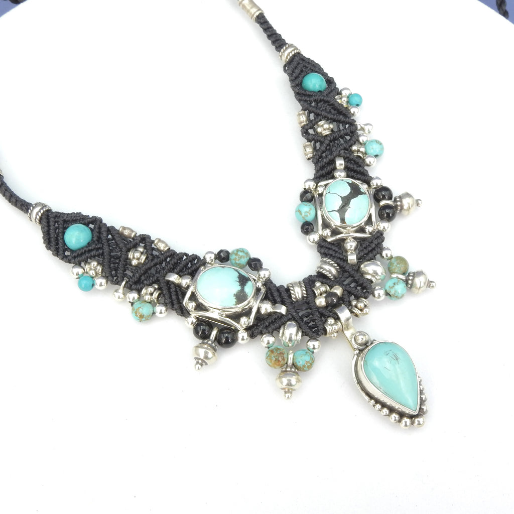 Sterling Silver Isha Elafi Turquoise Nomadic Knotwork Necklace