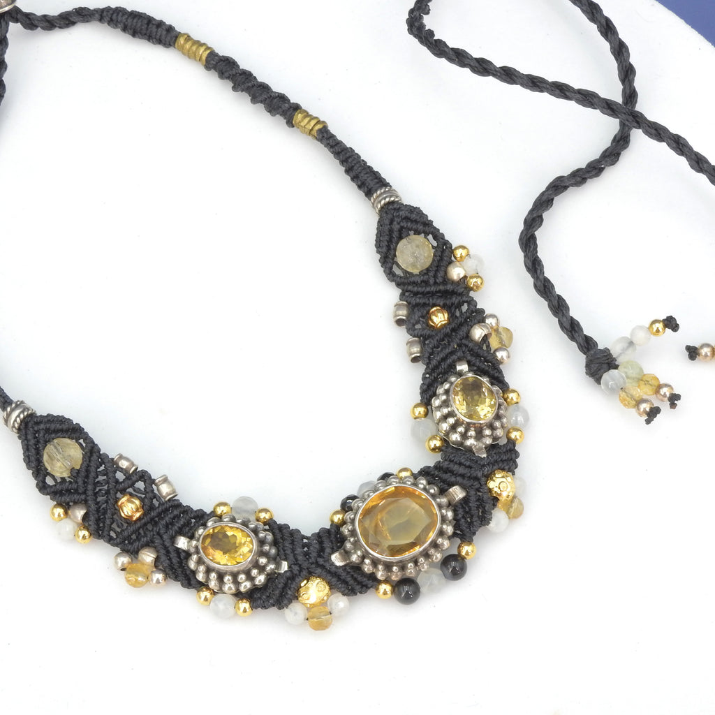 Sterling Silver Isha Elafi Nomadic Knotwork Citrine Necklace