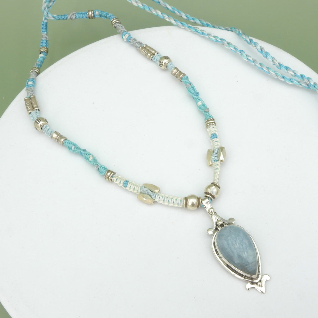 Sterling Silver Isha Elafi Aquamarine Nomadic Knotwork Necklace