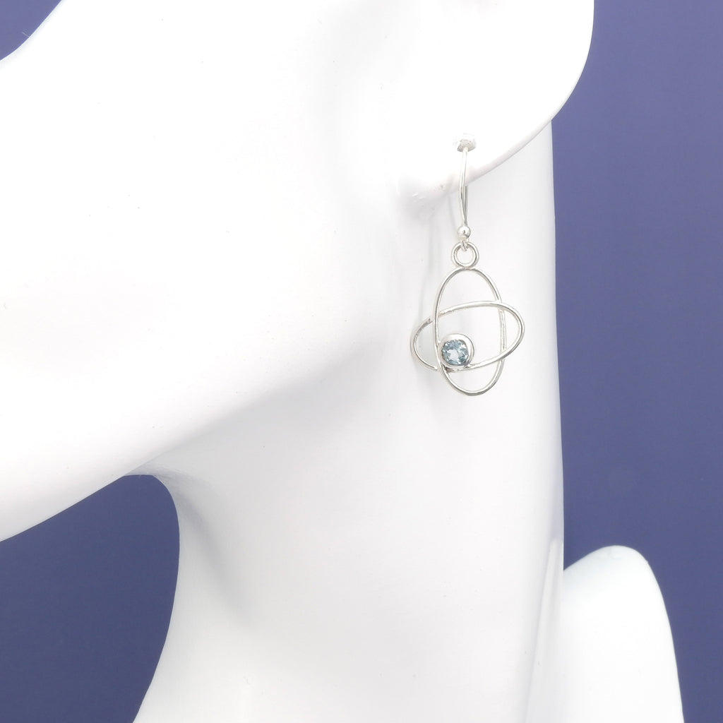 Sterling Silver Blue Topaz Double Oval Earrings