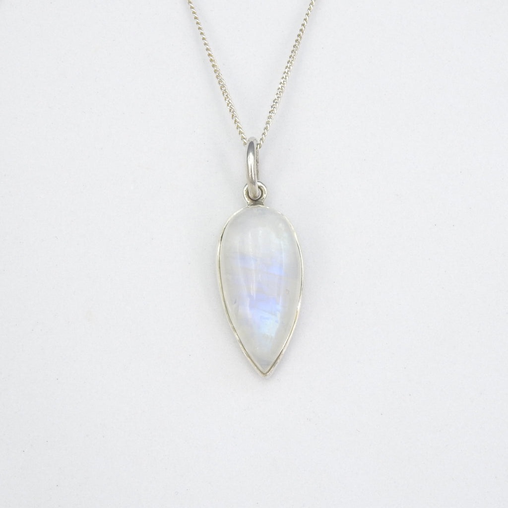 Sterling Silver Rainbow Moonstone Teardrop Pendant