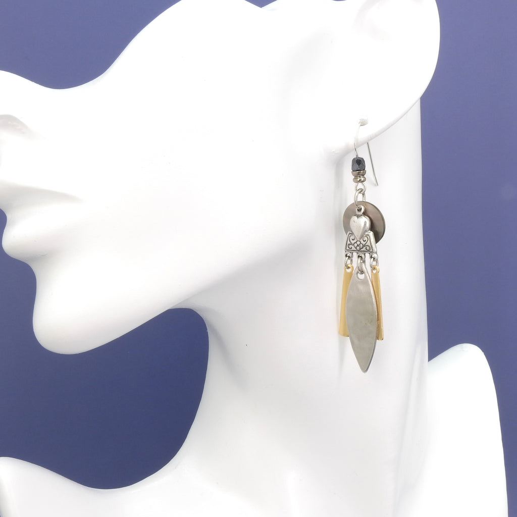 John Michael Richardson Two Tone Dangle w/ Heart Earrings