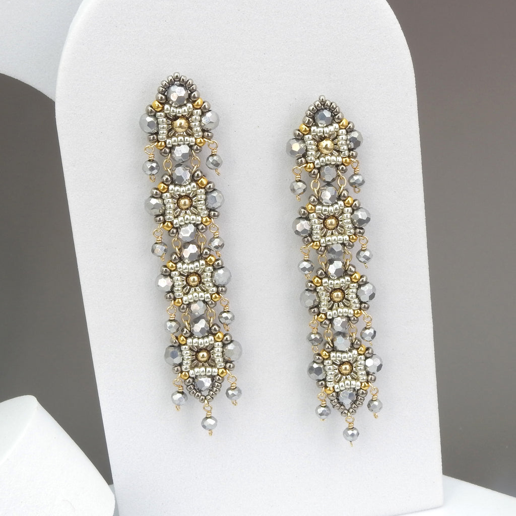 Sterling Silver & 14KT Gold Filled Pyrite & Miyuki Bead Earrings