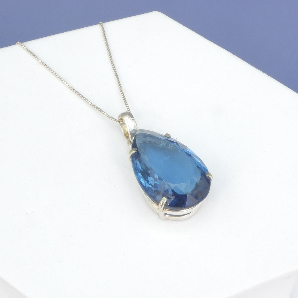 Sterling Silver Large Blue Quartz Pendant