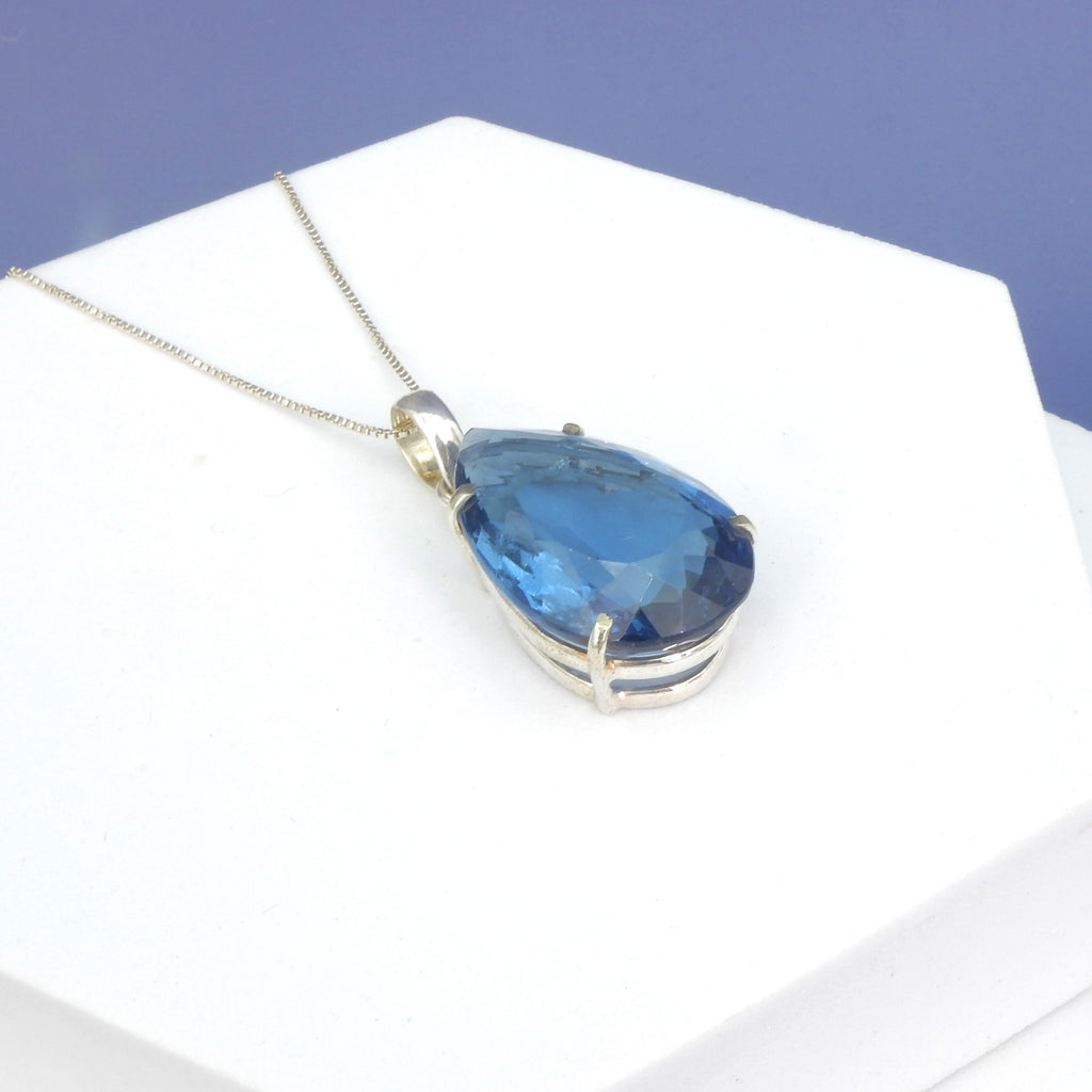 Sterling Silver Large Blue Quartz Pendant
