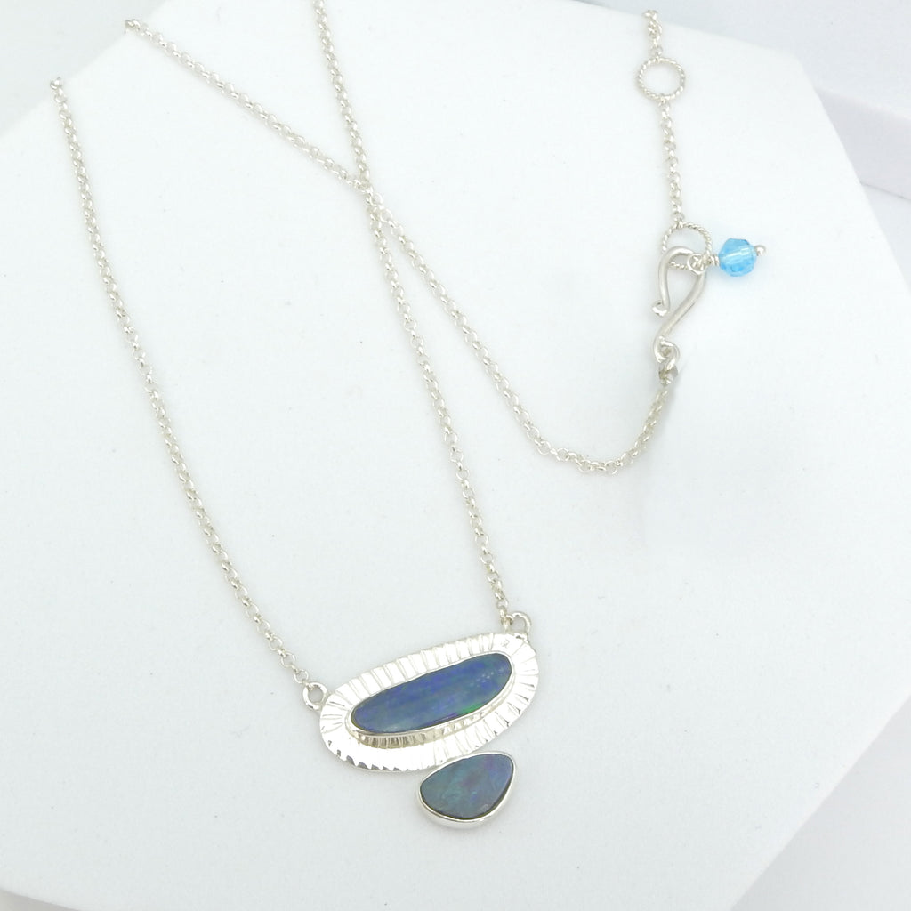 Sterling Silver Free Form Opal Necklace