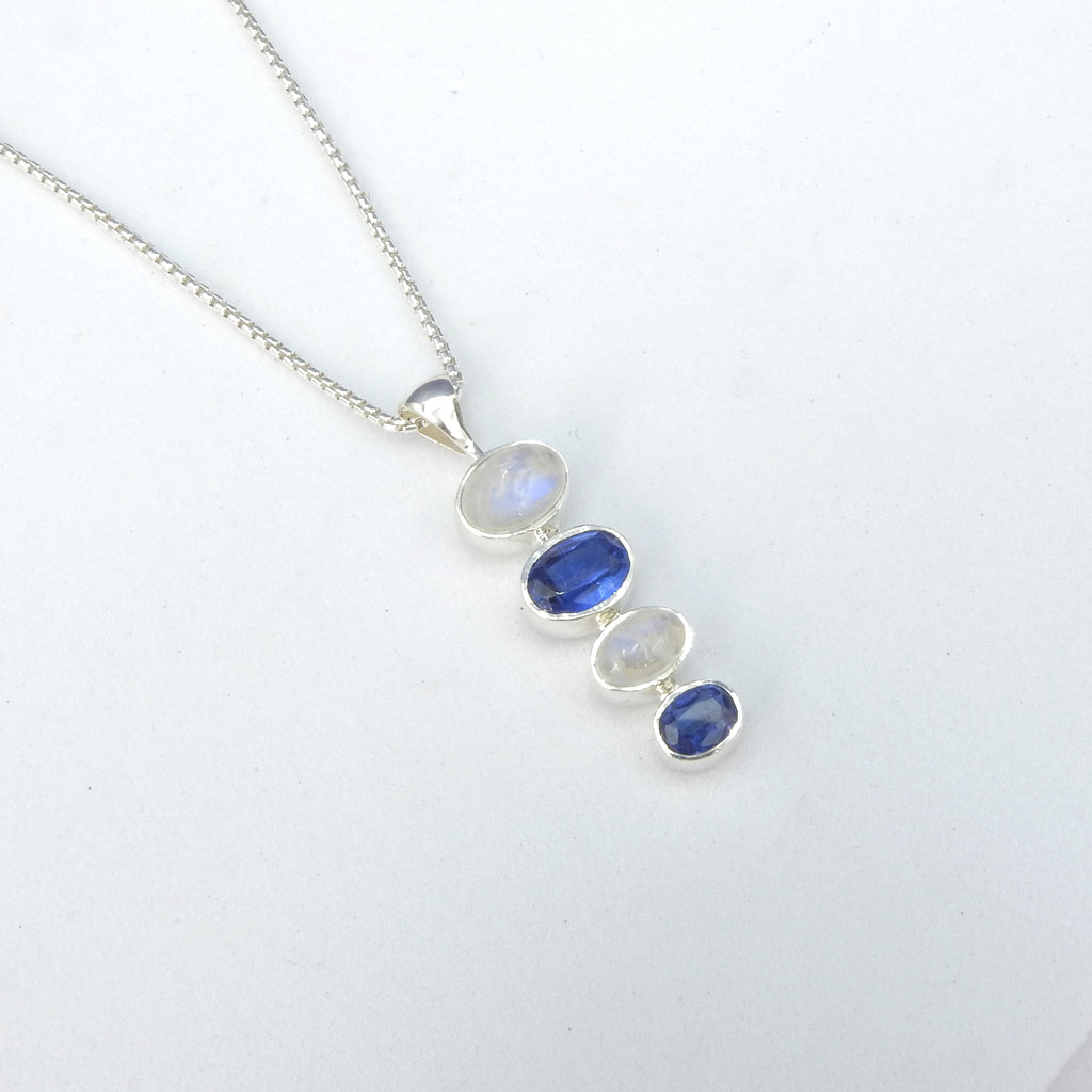 Sterling Silver Kyanite & Moontone Pendant