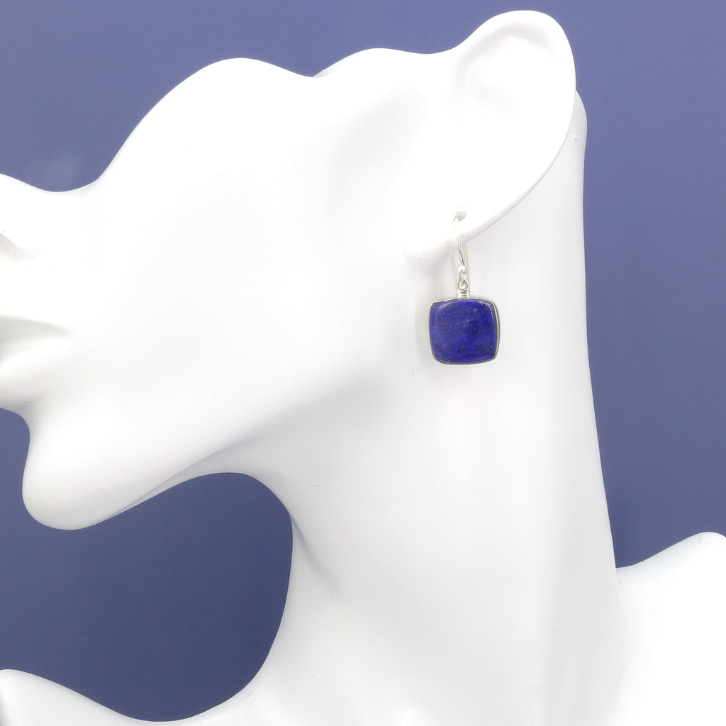 Sterling Silver Square Lapis Earrings