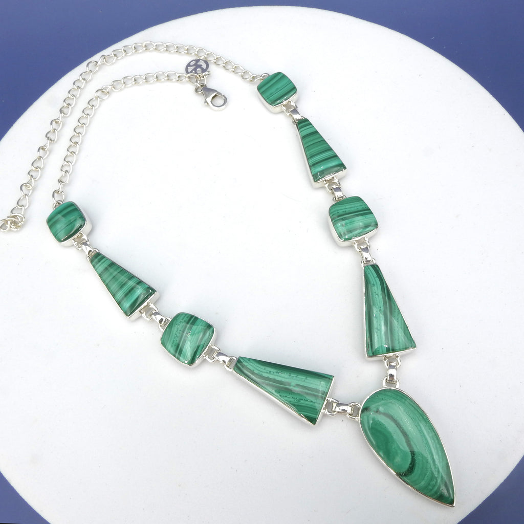 Sterling Silver Malachite Statement Necklace