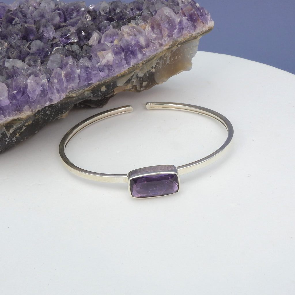 Sterling Silver Faceted Amethyst Cuff Bracelet