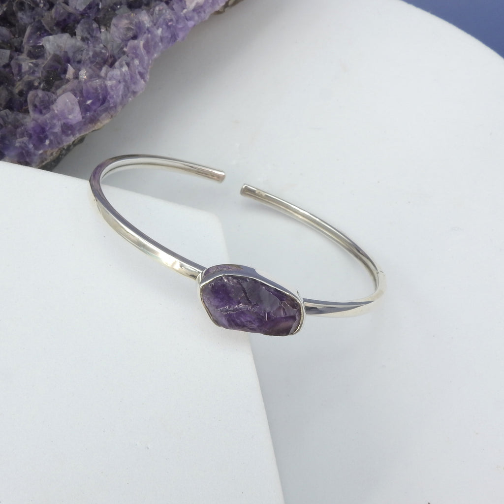 Sterling Silver Rough Amethyst Cuff Bracelet